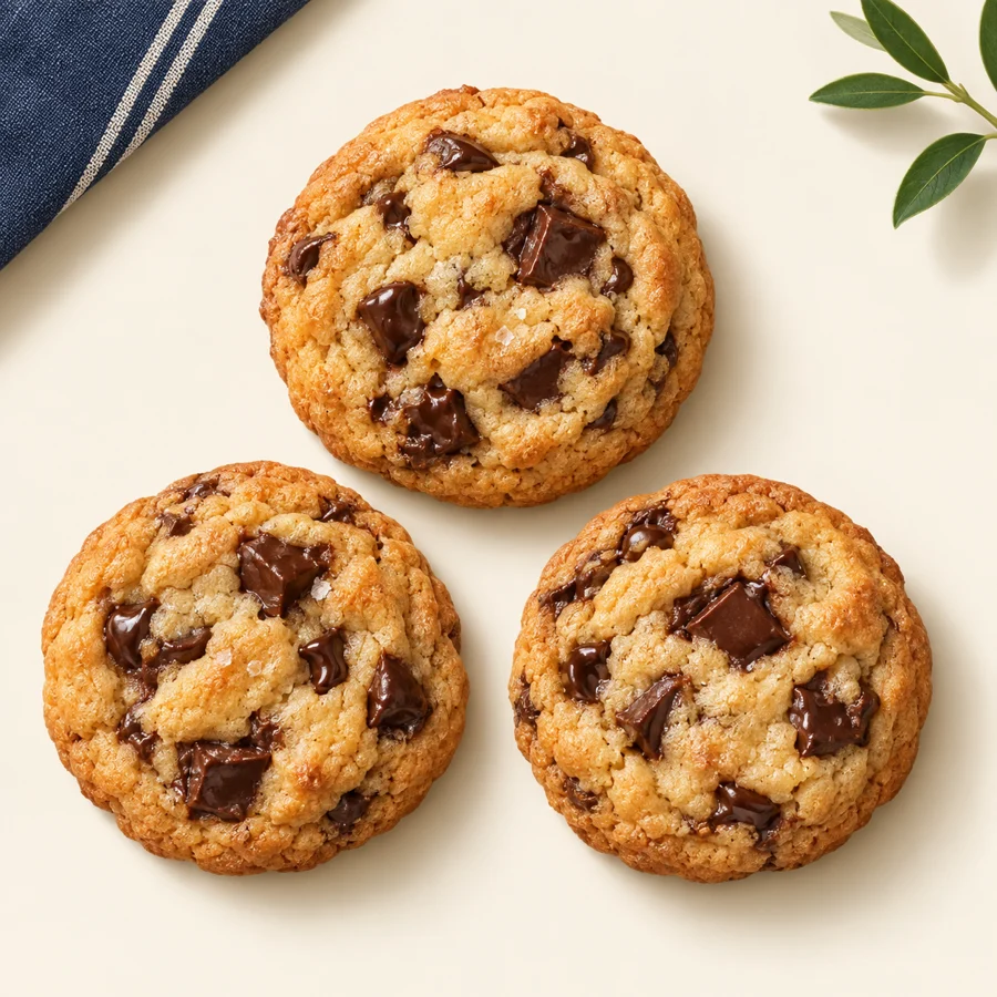 Illustration of 3 chocolate chip cookies