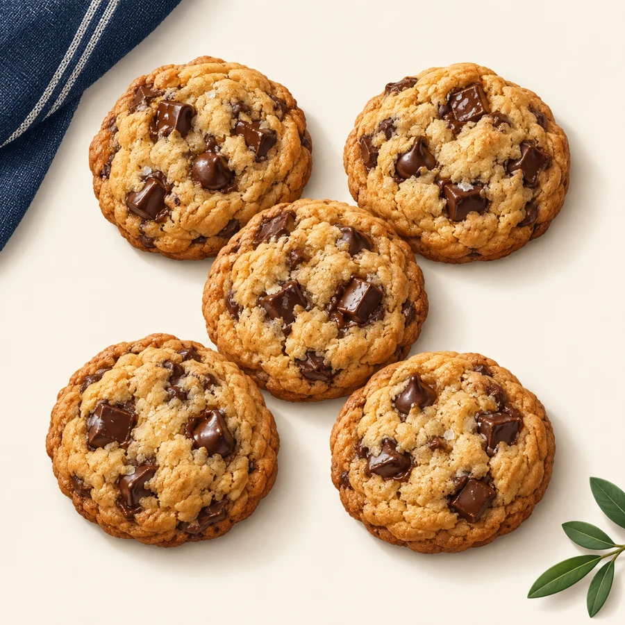 Illustration of 5 chocolate chip cookies