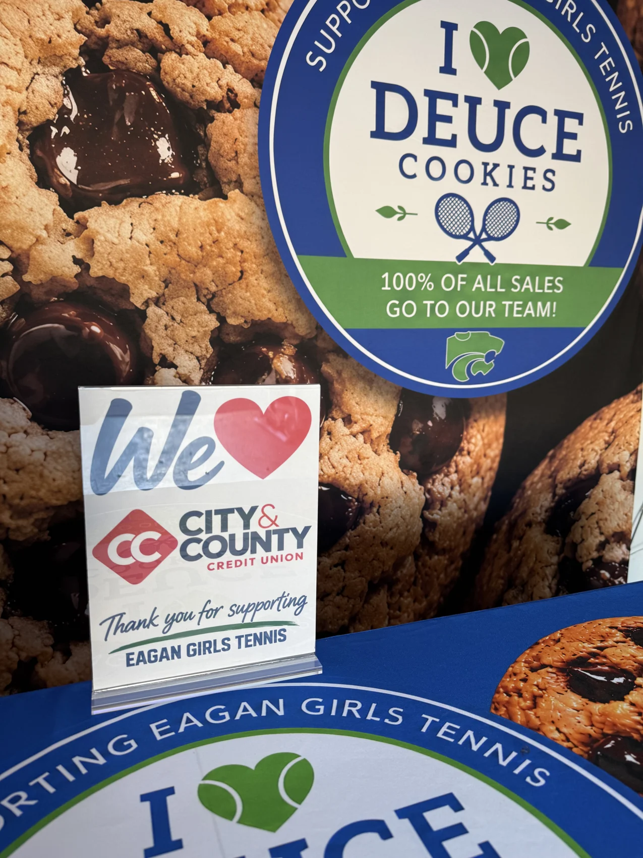 City & County Credit Union thank-you sign at the Deuce Cookies booth